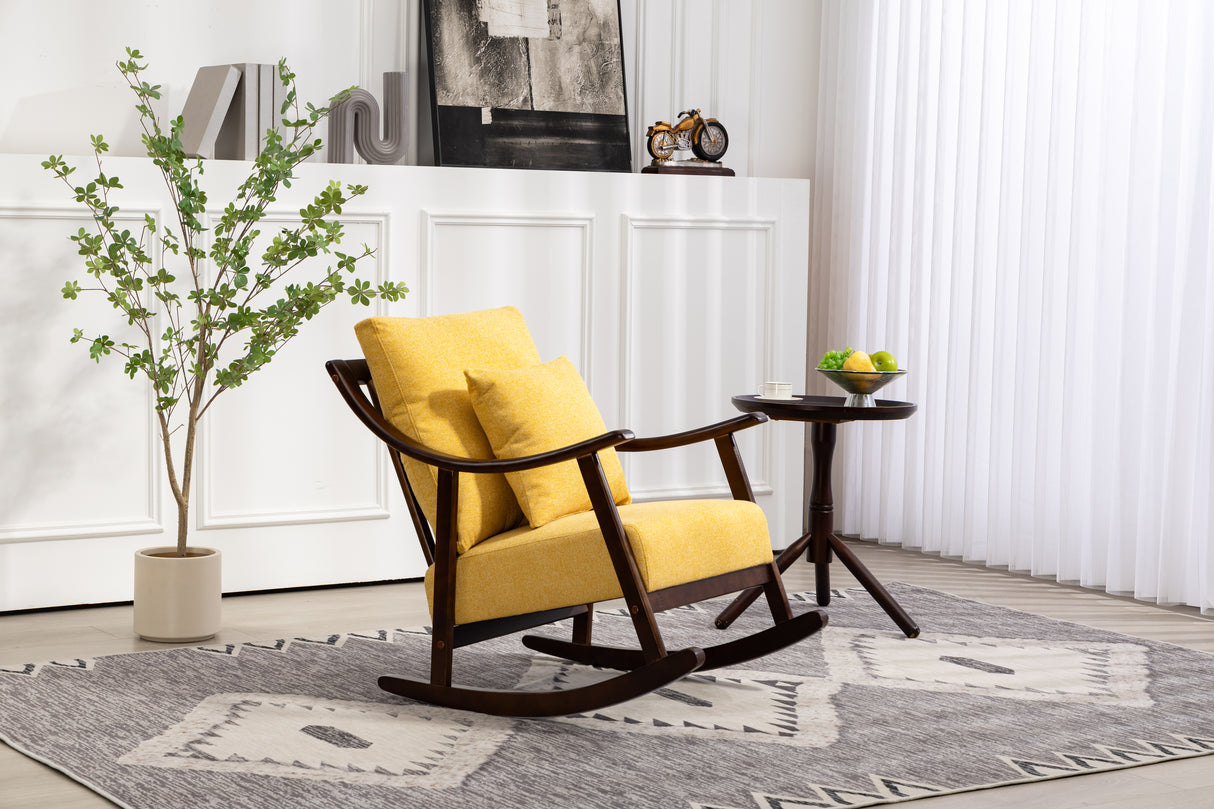 woven fabric Mid Century Modern Accent Chairs Comfy Upholstered Glider Arm Chair with Solid Wood for Living Room Bedroom Balcony - V.I.P Digital Presence