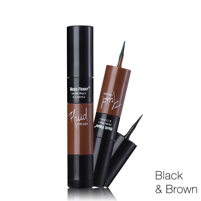 Music Flower Matte Black & Colorful 2 In 1 Waterproof Liquid Eyeliner Pen Makeup Fast Dry Smooth Long Lasting Charm Eyes Liner - V.I.P Digital Presence