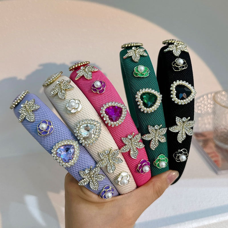 Fashionable Drip Oil Camellia Heart Solid Color Sponge Head Hoop - V.I.P Digital Presence