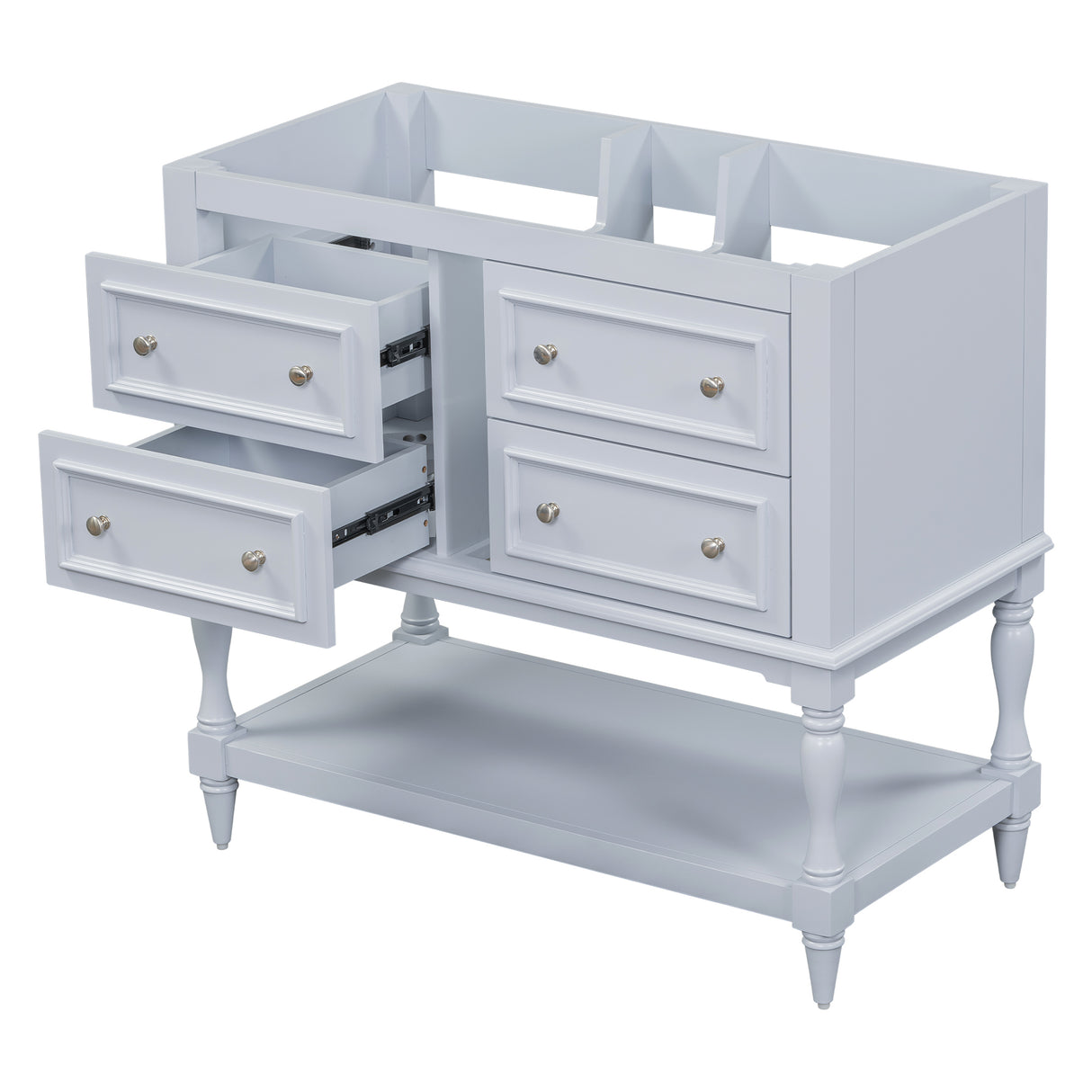 36" Bathroom Vanity Cabinet without Sink Standing Vanity Set with 4 Drawers& Soft Closing Doors Blue (NOT INCLUDE BASIN SINK) - V.I.P Digital Presence