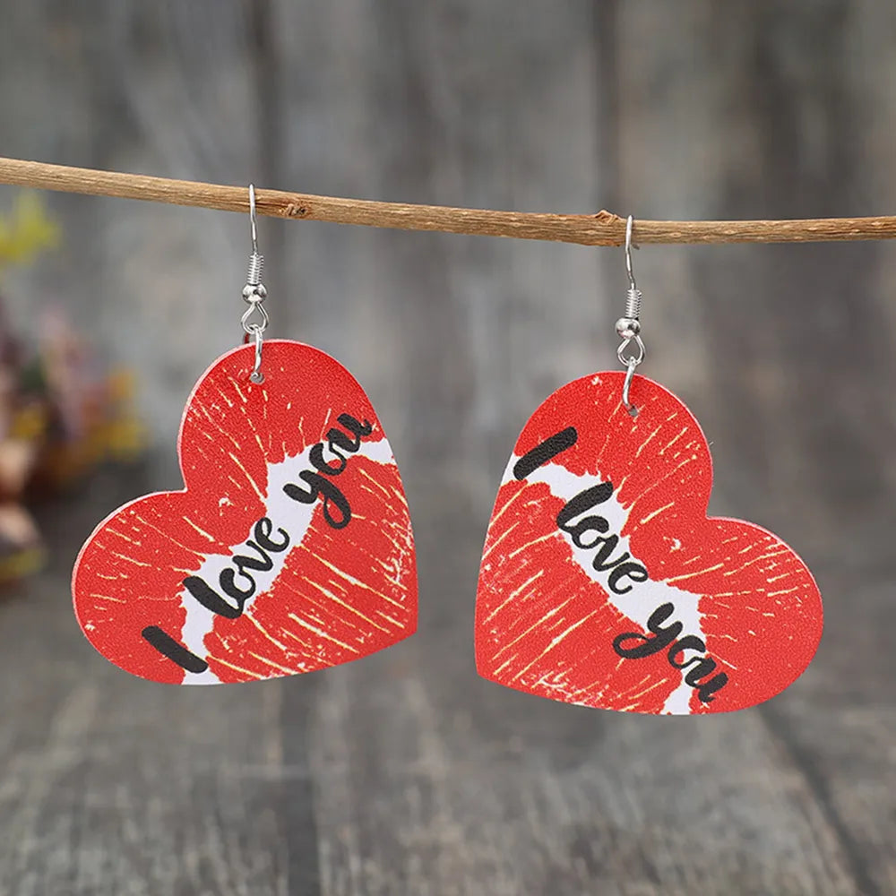 I LOVE YOU Heart Leather Earrings - V.I.P Digital Presence