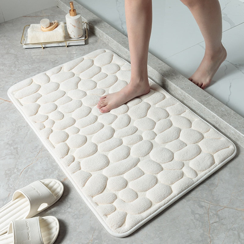 Cobblestone Embossed Bathroom Bath Mat Non-slip Carpets In Wash Basin Bathtub Side Floor Rug Shower Room Doormat Memory Foam Pad - V.I.P Digital Presence