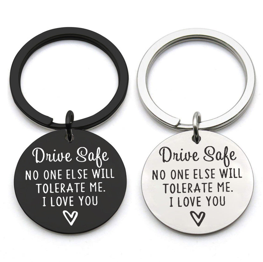 Driving safety stainless steel keychain Couple boyfriend girlfriend gift - V.I.P Digital Presence