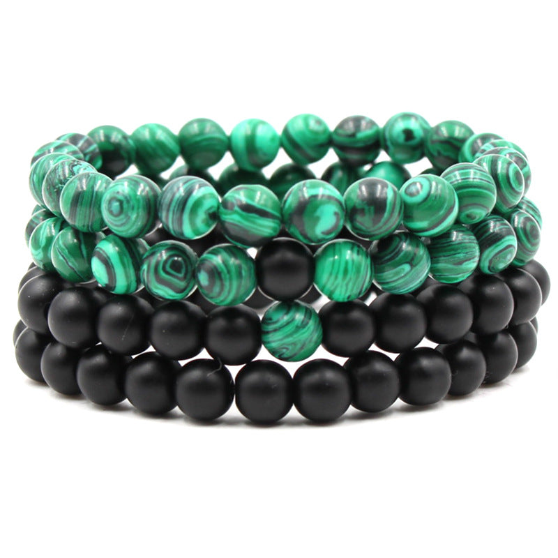 8mm matte black frosted stone malachite couple bracelet - V.I.P Digital Presence