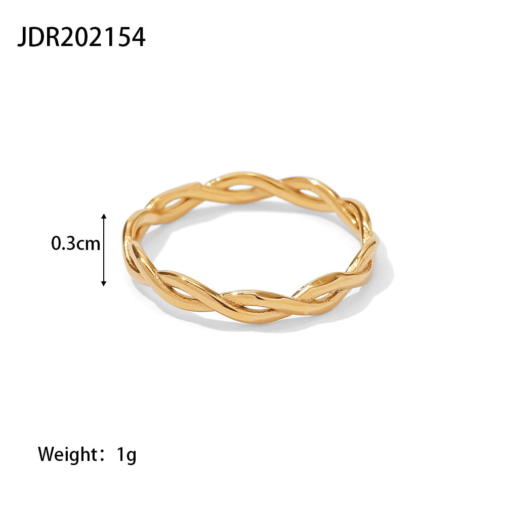 European and American Ring Twisted Linear Geometric Hollow Stacked Ring - V.I.P Digital Presence
