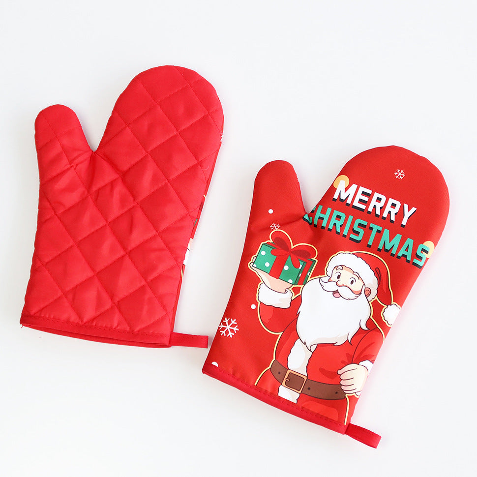 Christmas series insulated gloves, oven gloves, kitchen baking oven gloves, insulated and heat-resistant gloves - V.I.P Digital Presence
