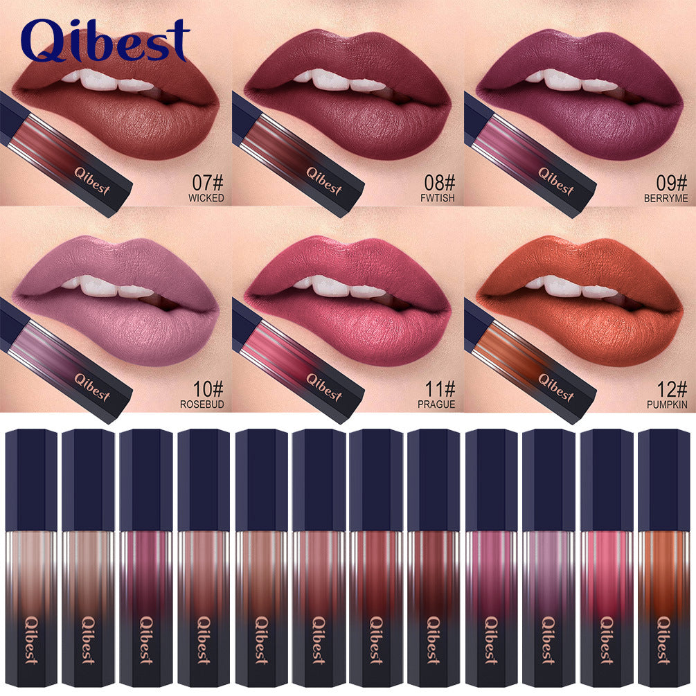 Lip Glaze Qibest Liquid Mist Matte Lipstick Does Not Fade Non-stick Cup Easy-to-Apply Lip Gloss - V.I.P Digital Presence