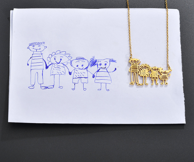 DIY Cutsom Drawing Art Necklaces Personalized Stainless Steel Kids Artwork Logol Pendant Jewelry Gifts for Family Children - V.I.P Digital Presence