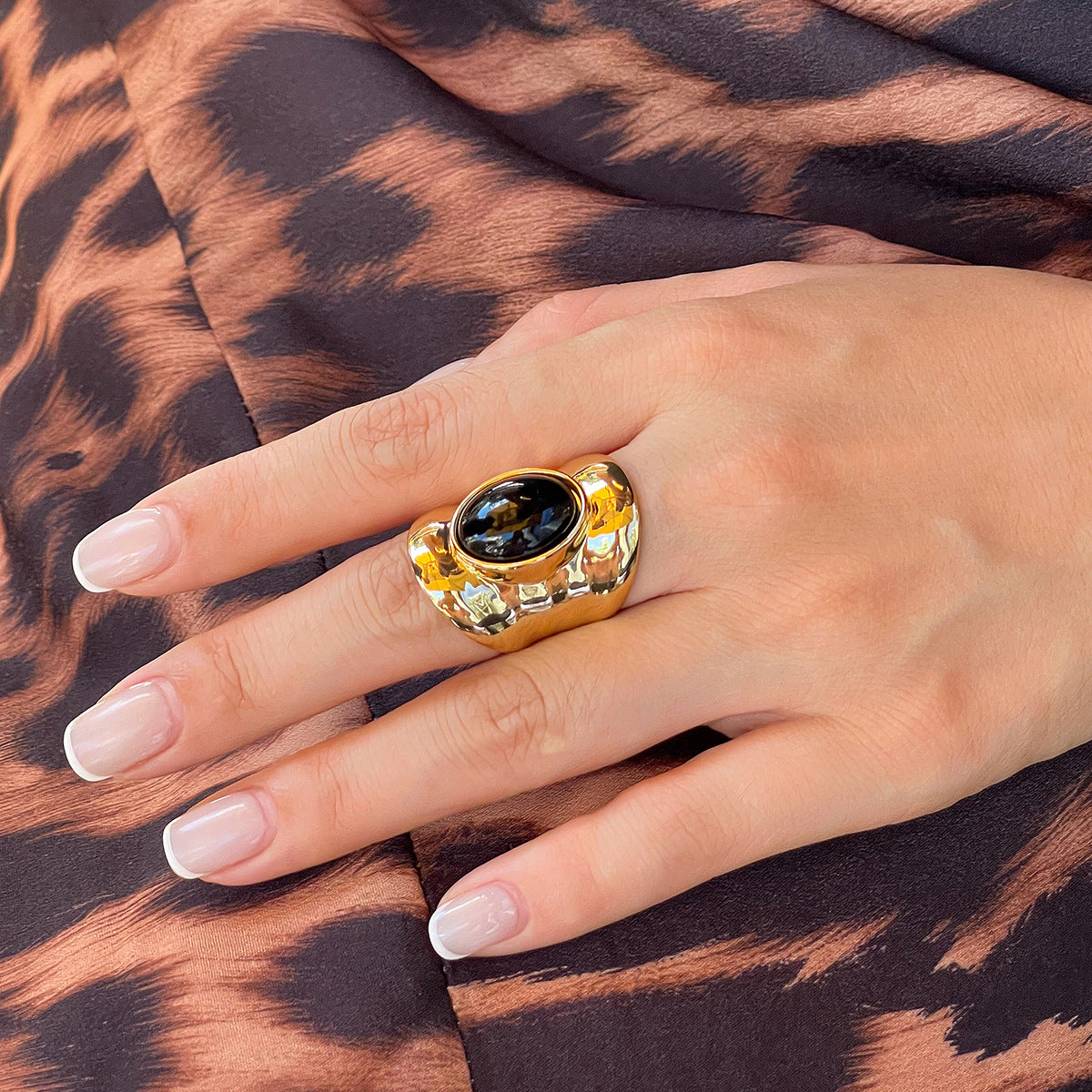 Retro Irregular Inlaid Gemstone Ring Geometric Acrylic Versatile Ring Set - V.I.P Digital Presence