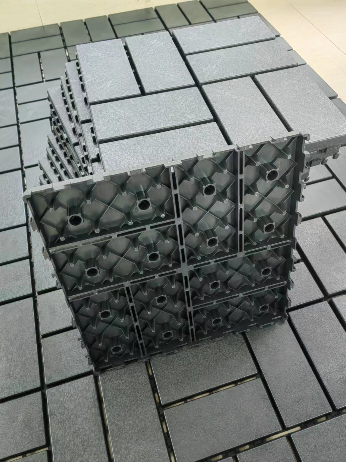 Plastic interlocking deck tiles, 36 pieces, 12 inch x 12 inch waterproof terrace tiles, with strong drainage design in grey - V.I.P Digital Presence