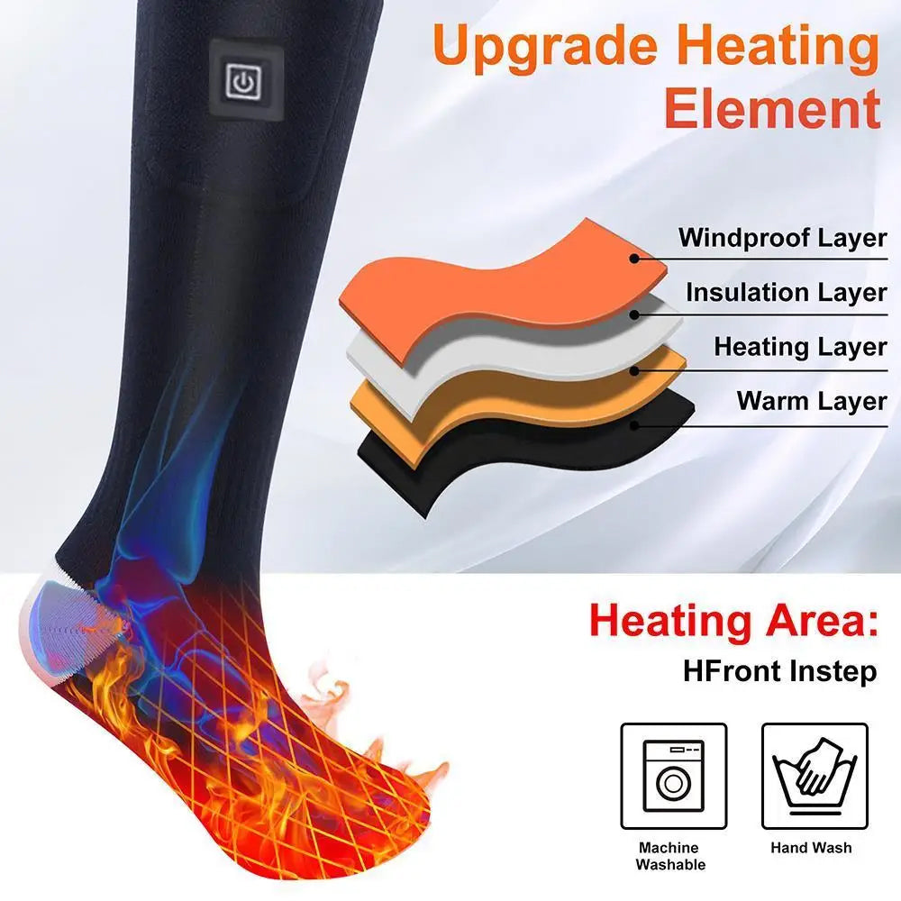 Winter Electric Heating Socks With Battery Box Rechargeable Anti-Cold Men Thermal Heated Foot Warmer Outdoor Camping Ski Sports - V.I.P Digital Presence