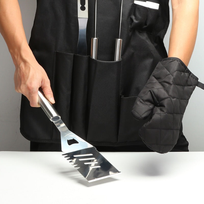Stainless Steel Grill Apron Multifunctional Grill 6 Piece Set Outdoor Tool Combination - V.I.P Digital Presence