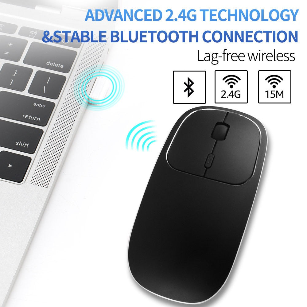 Aluminum alloy dual-mode wireless Bluetooth mouse rechargeable silent infinite computer accessories - V.I.P Digital Presence