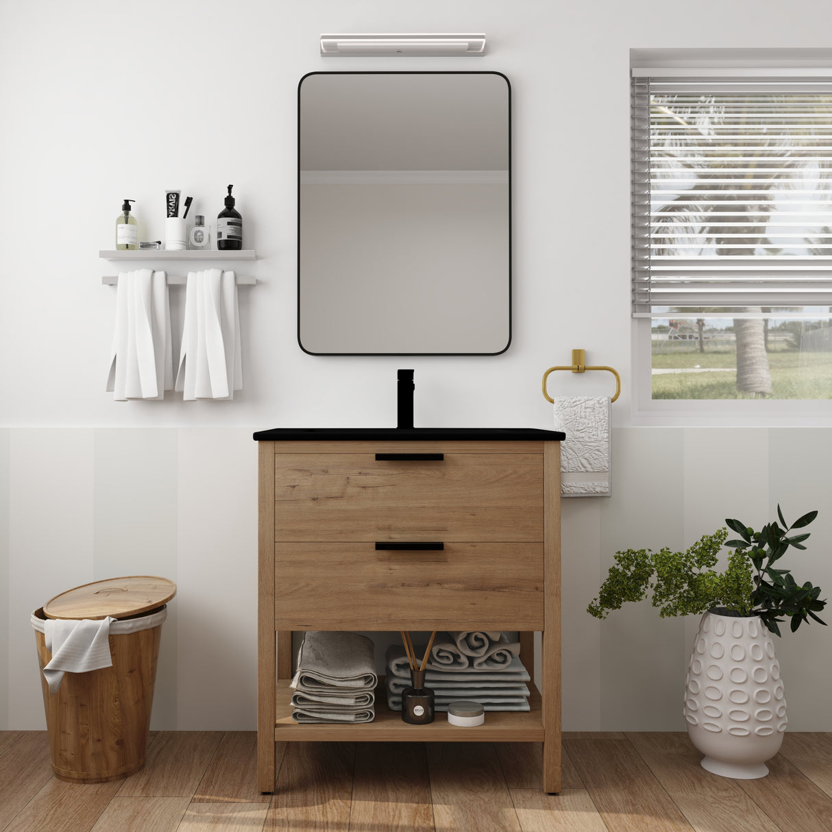 30 Inch Bathroom Vanity Plywood With 2 Drawers(BVB01030IMO-BL9075BK) - V.I.P Digital Presence