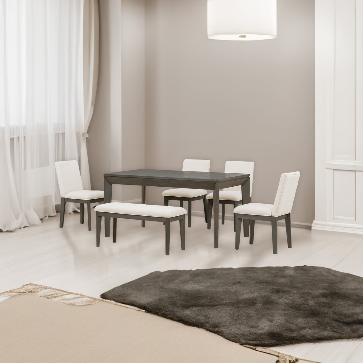 TOPMAX 5-Piece Expandable Dining Table Set with Ladder Back Chairs