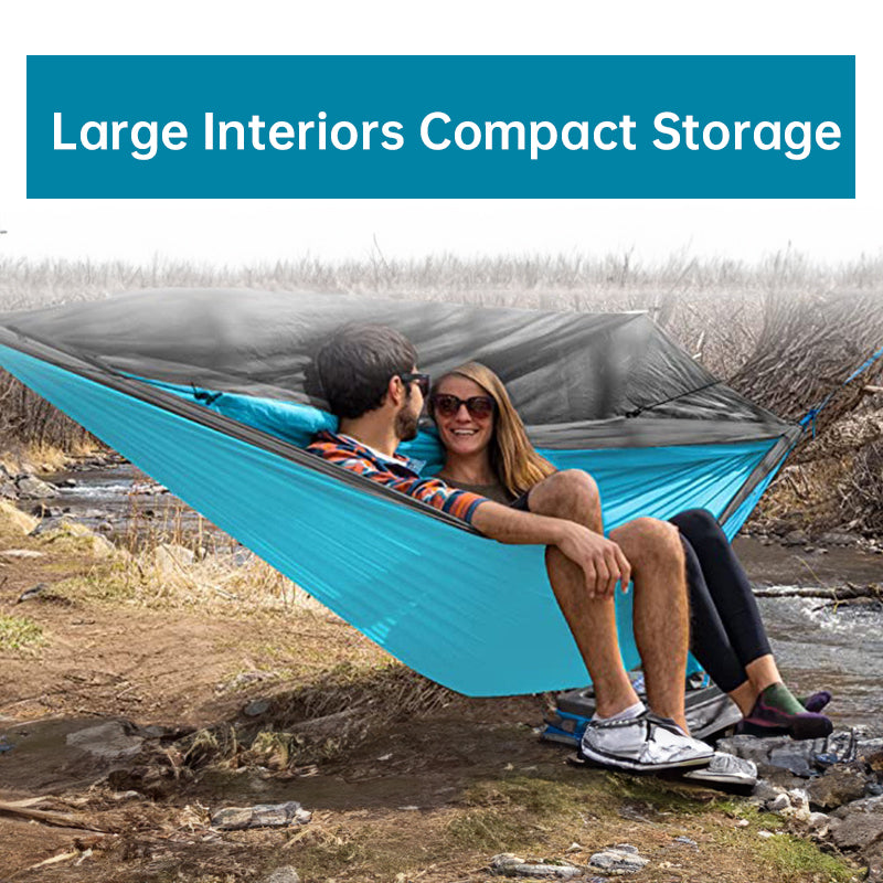 Light double nylon camping hammock with straps. Great for trips, beach, yard & garden. - V.I.P Digital Presence