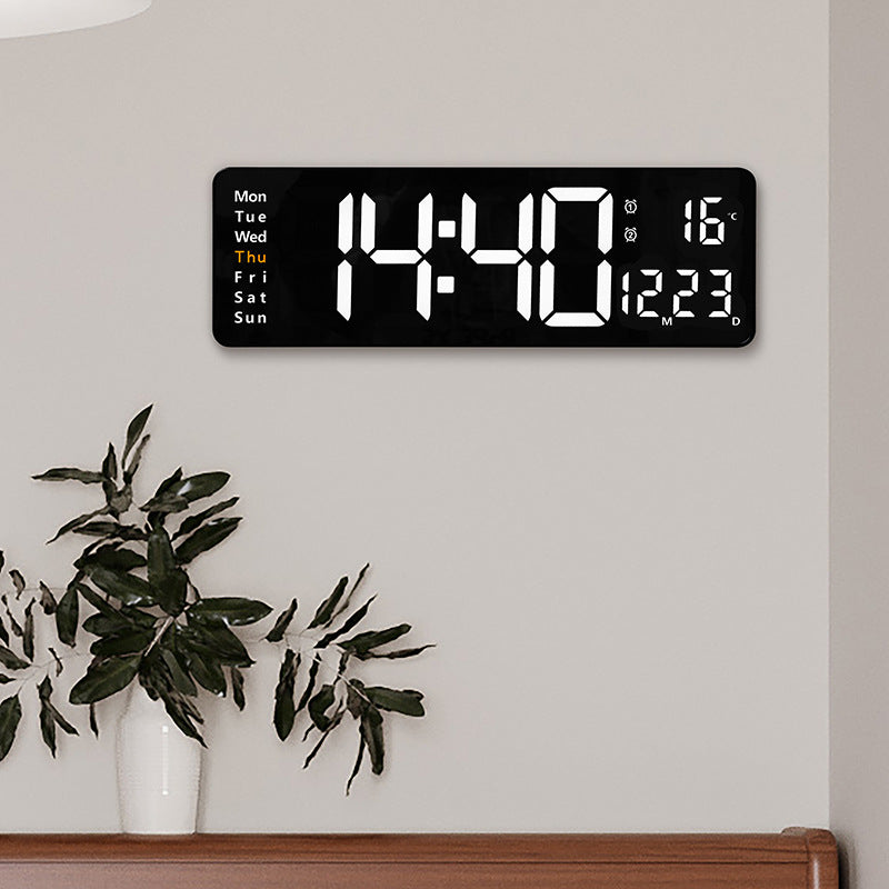 13/16 Inches Large LED Digital Wall Clock ,Wall Mounted Remote Control Temperature Date Week Display Timer Dual Alarm Clock - V.I.P Digital Presence