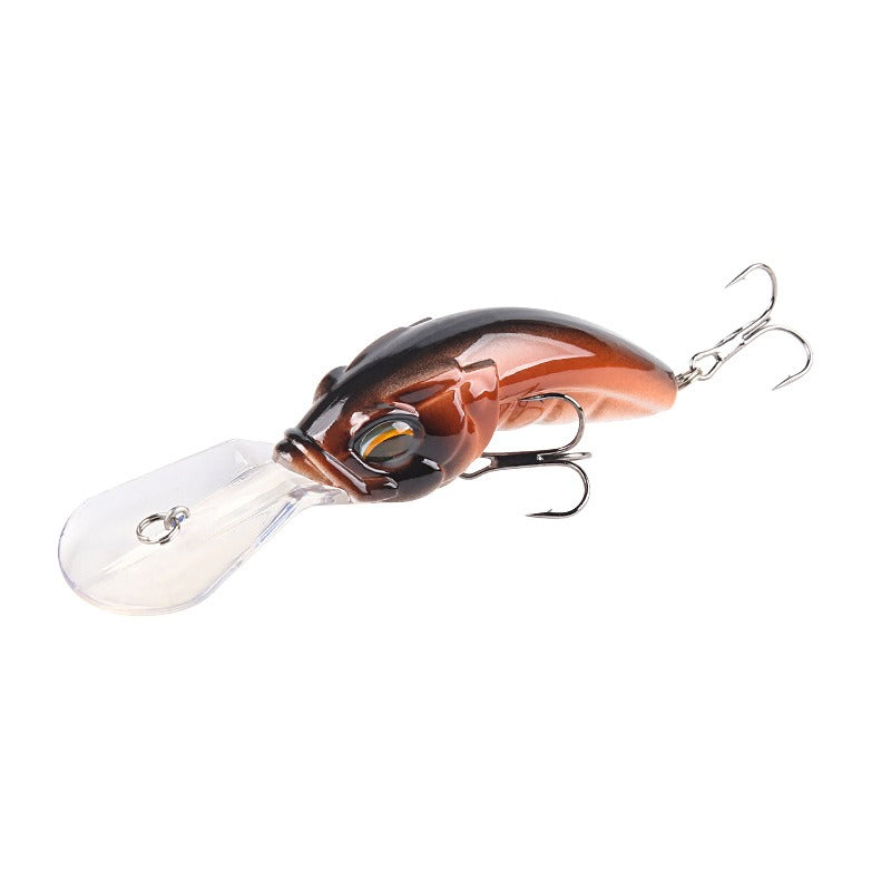 Wide Tongue Deep Dive ABS Rock Mino 10.4cm 14.5g Bead+Enhanced Three Hook Simulated Worm shaped Fake Bait