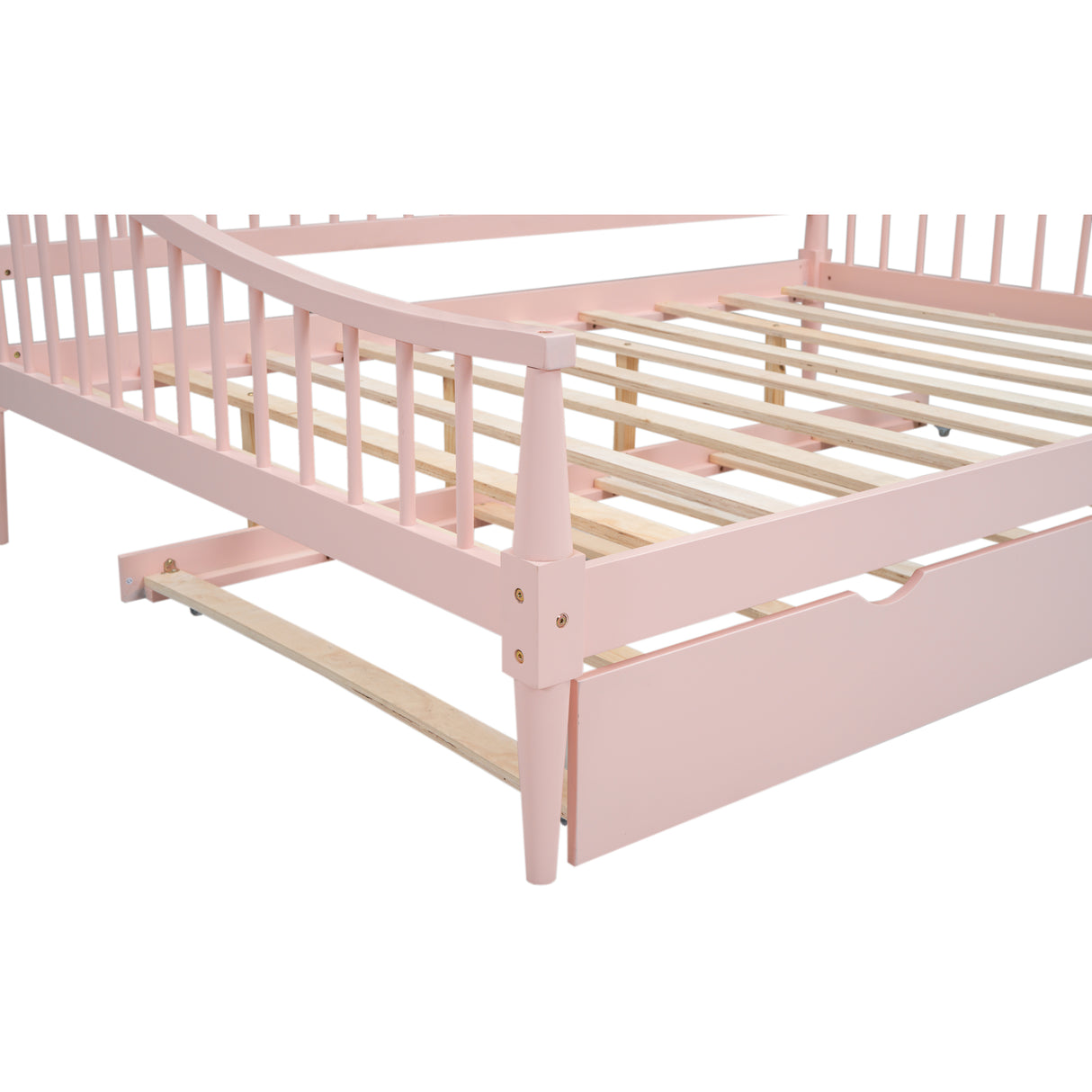 Full Size Daybed with Trundle and Support Legs Pink