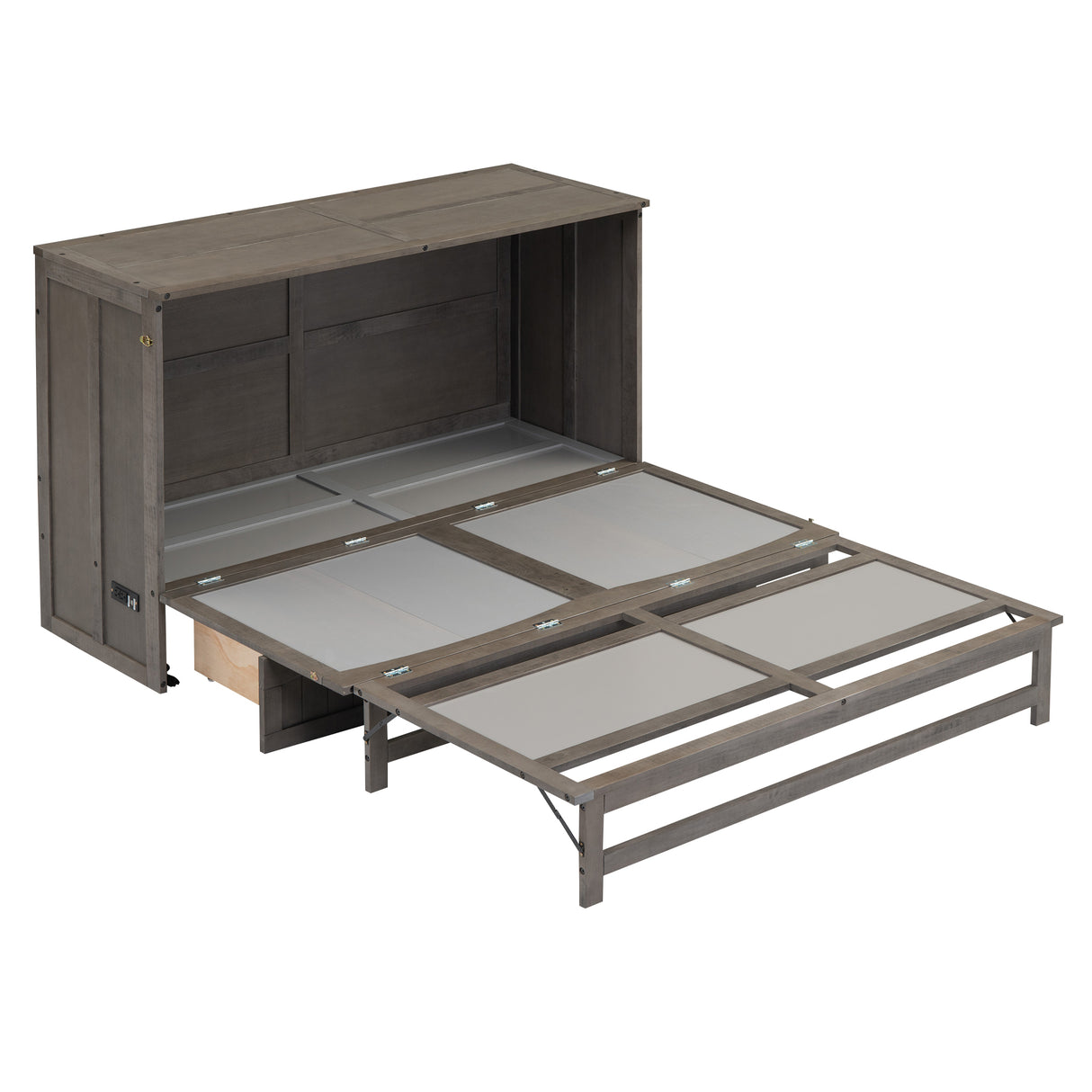 Queen Size Murphy Bed with Built-In Charging Station Antique Grey
