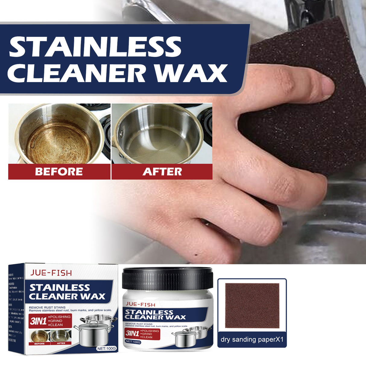 Metal Polishing Wax, Household Kitchen Range Hood Pot Cleaning, Rust Removal, Grease Polishing Cleaner - V.I.P Digital Presence