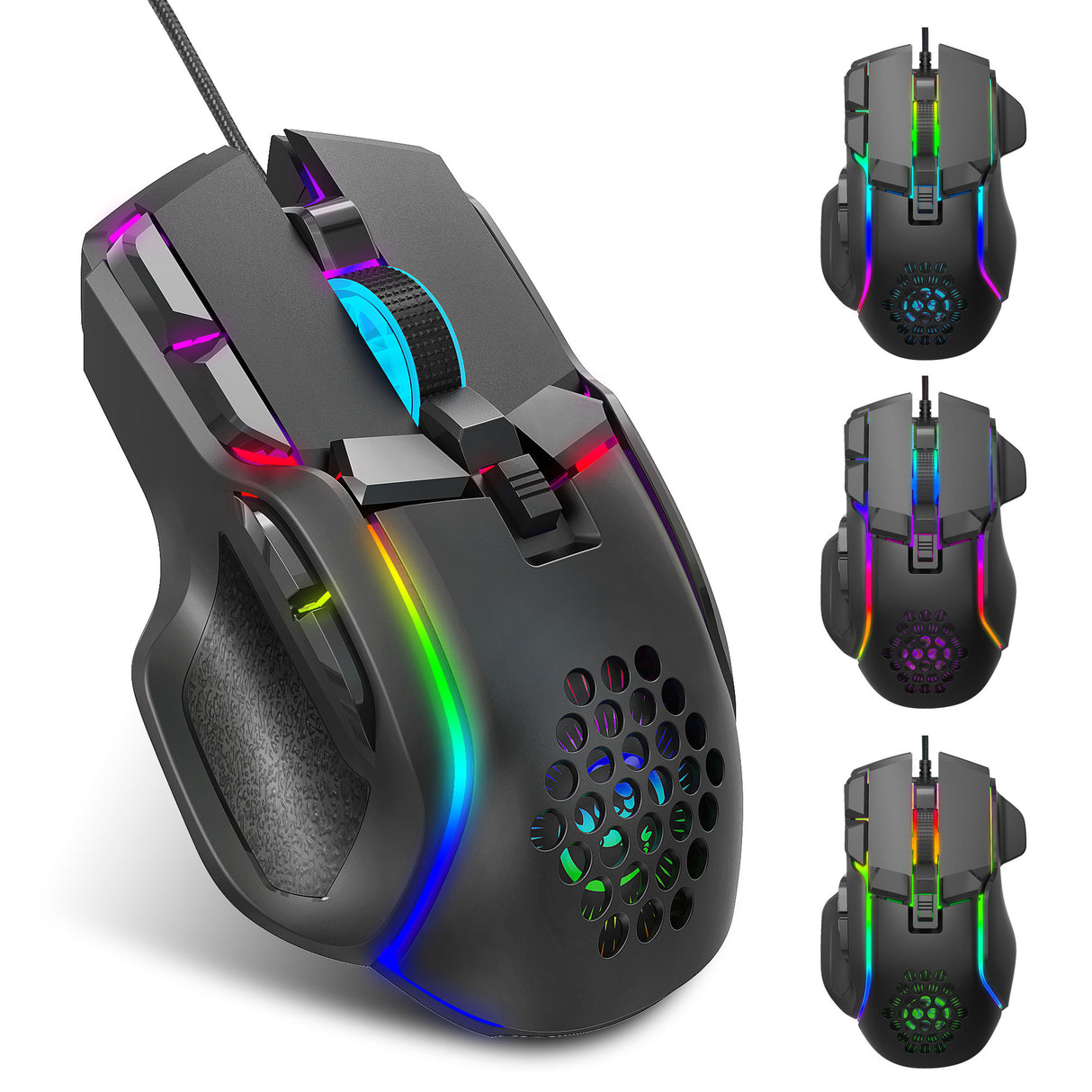 Gaming gaming mouse macro programming cool RGB lighting 12800 DPI adjustable mechanical mouse - V.I.P Digital Presence
