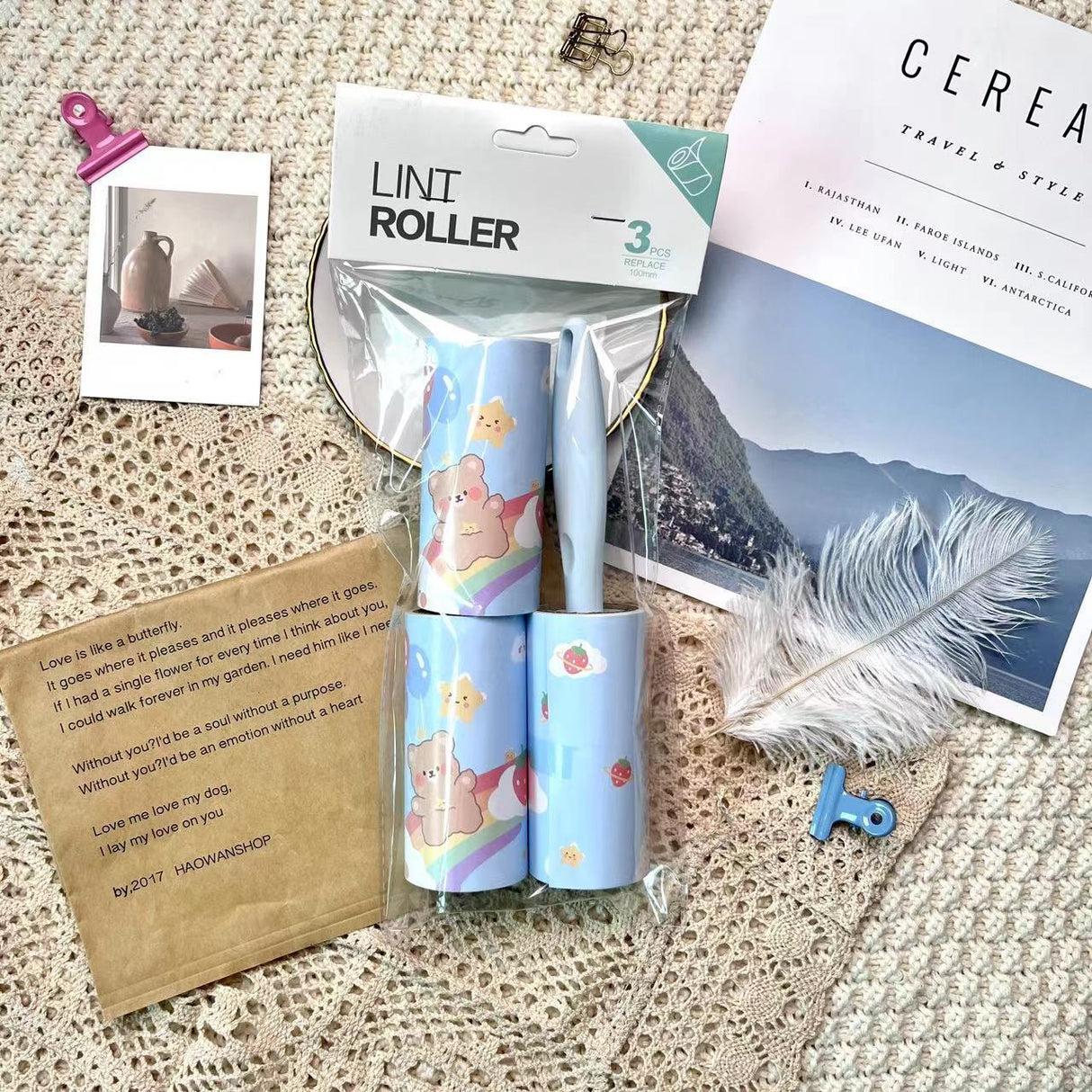 Cartoon pattern lint remover lint roller dust removal paper tearable clothing lint remover - V.I.P Digital Presence