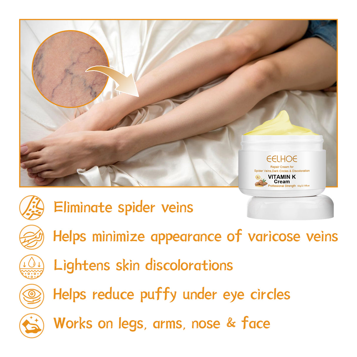 Vitamin K Cream Skin Care For Sore And Swollen Legs Earthworm Leg Vein Massage Cream - V.I.P Digital Presence