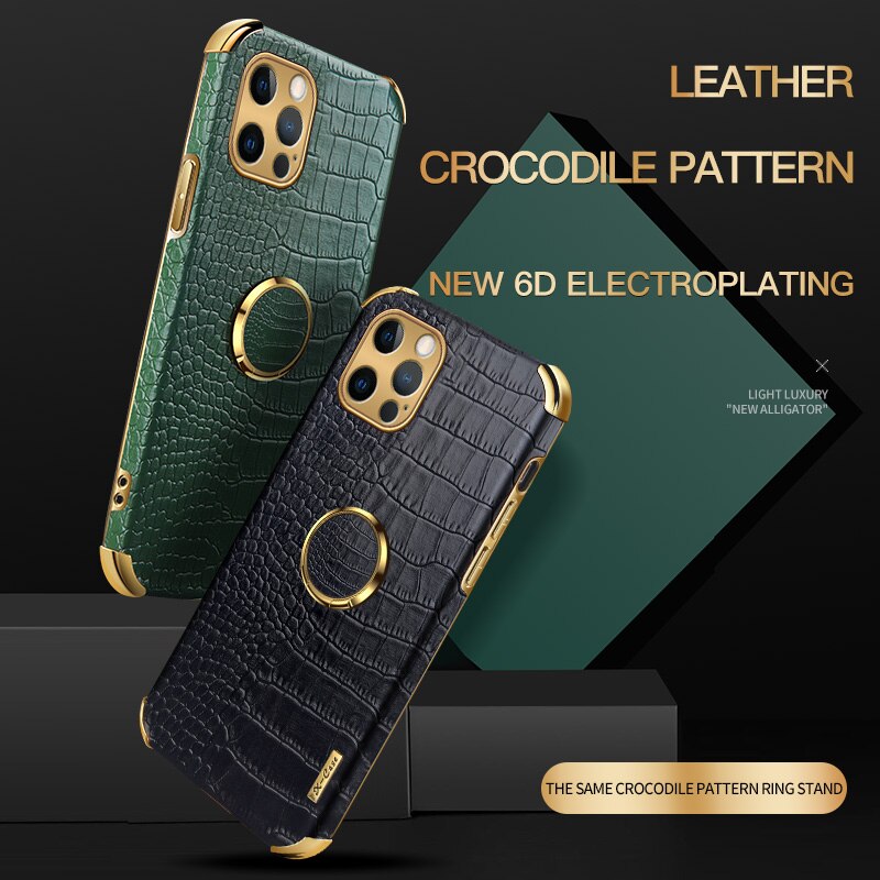 Luxury Crocodile pattern Leather Holder Phone Case For iPhone 11 12 13 Pro Max Mini X XR XSMax 7 8 Plus SE 2020 Shockproof Cover