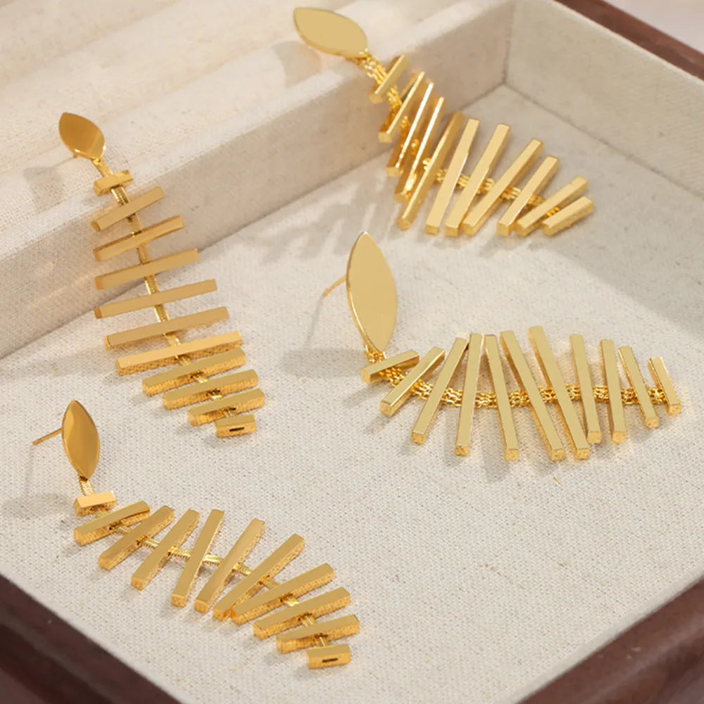 Titanium Steel Fishbone Shape Earrings - V.I.P Digital Presence