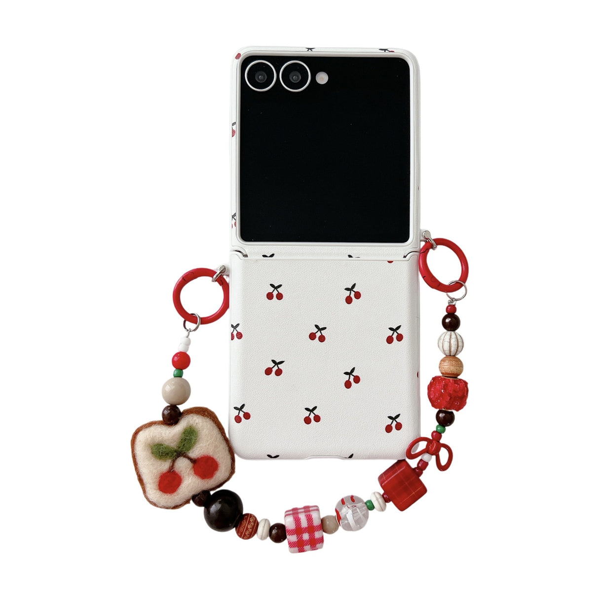 White Background Korean Style Cherry Phone Case for Samsung Z Flip 7/5/6/4 Foldable Protective Shell Compatible with Oppo and Huawei - V.I.P Digital Presence