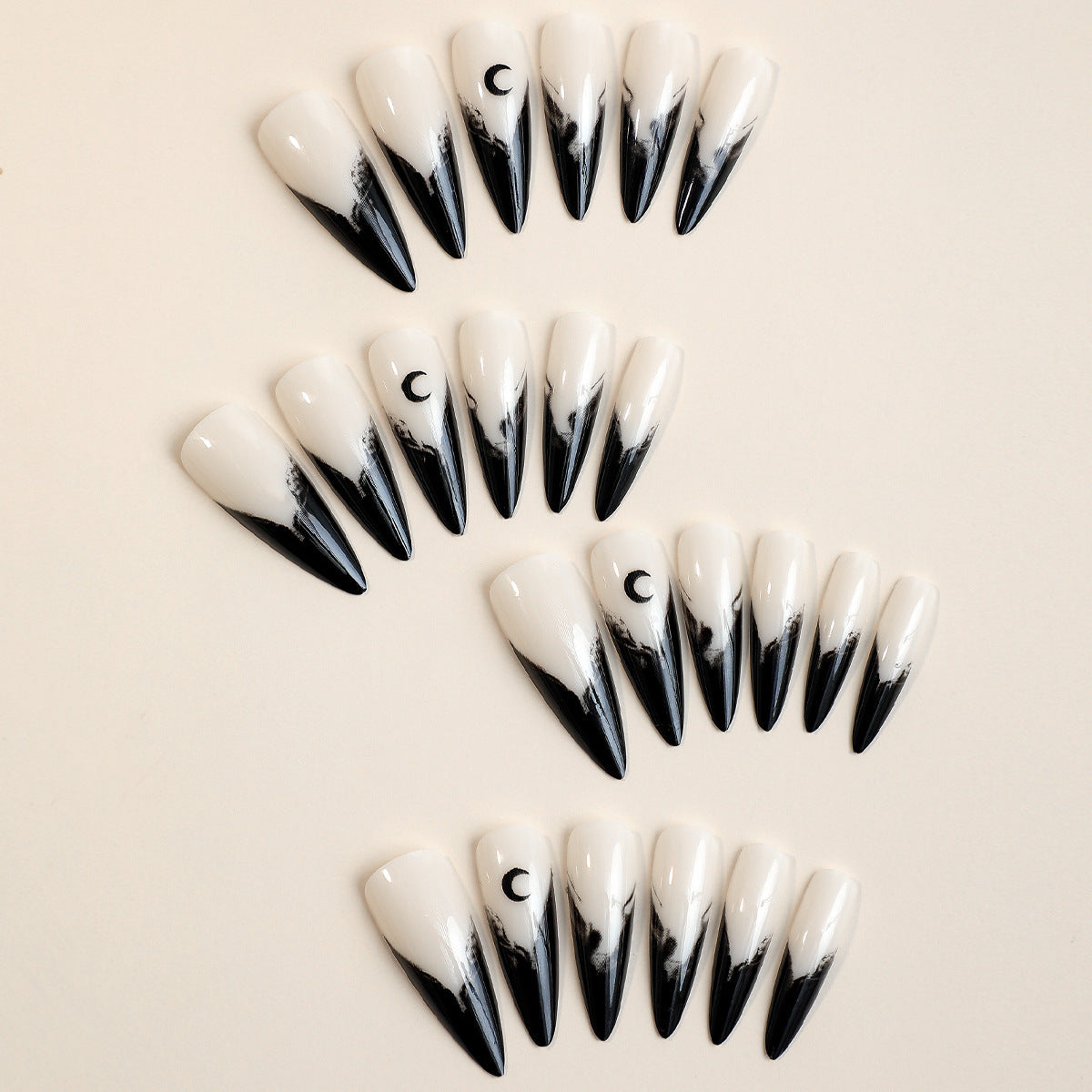 Milky white powder gradient long drop-shaped manicure, high-end fake nail patch wearable nail patch - V.I.P Digital Presence