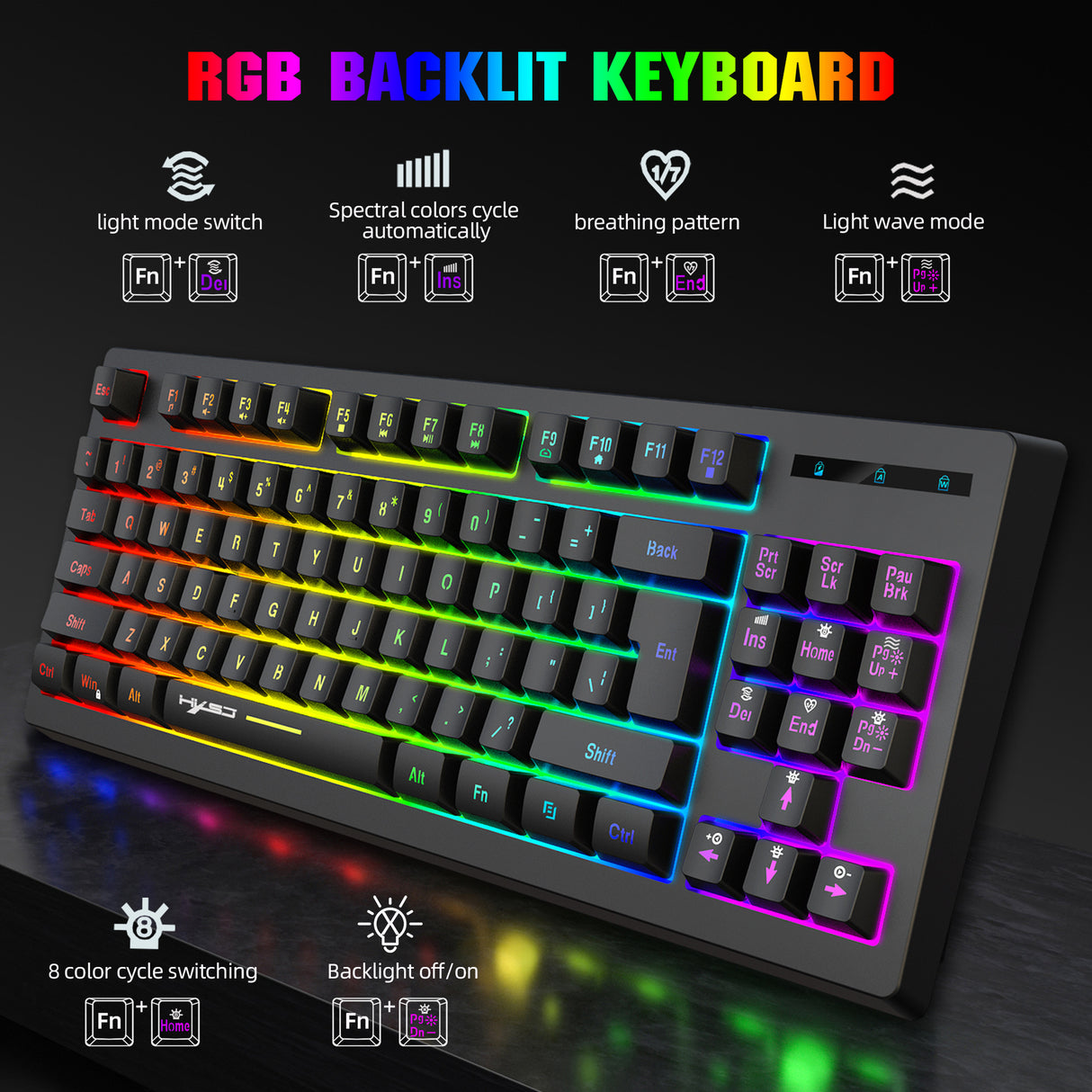87 key wireless 2.4G film keyboard RGB backlit wireless keyboard - V.I.P Digital Presence