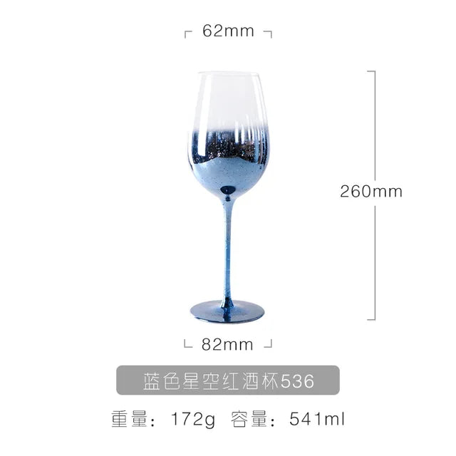 Blue Starry Sky Crystal Glass Goblet Red Wine Glass Mug Home High Value Party Grape Champagne Glass Cocktail Set Furniture Items - V.I.P Digital Presence