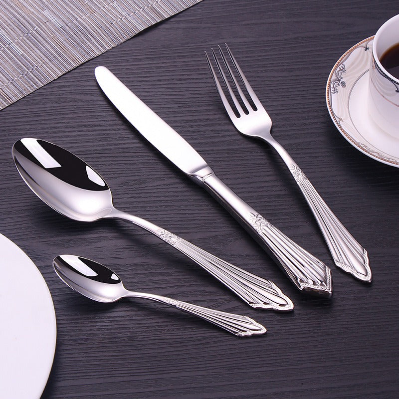 304 stainless steel knife, fork, spoon, hotel Western tableware, steak knife, fork, dessert spoon, fork, 4 piece set - V.I.P Digital Presence