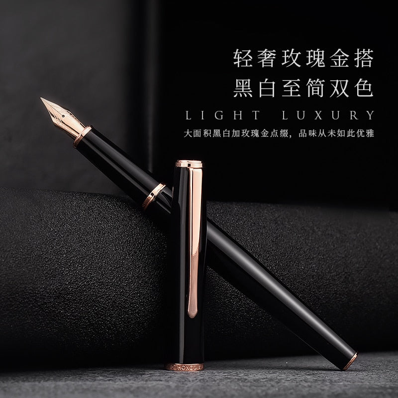 Pluma estilográfica LT Hongdian de oro rosa 920, punta superfina/fina de 0,4/0,5 mm, elegante y excelente para regalo de oficina.
