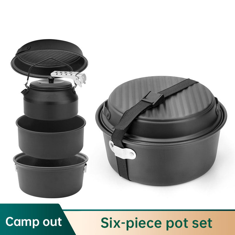 Non-stick coating aluminum alloy cover pot kettle lightweight portable camping pot frying pan outdoor picnic pot set - V.I.P Digital Presence