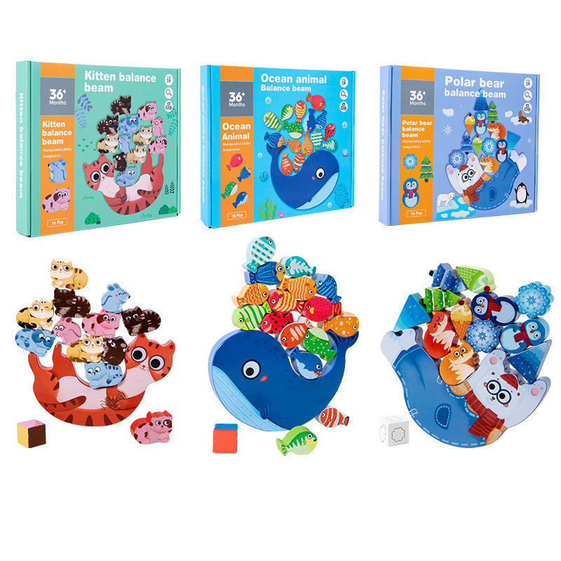 Children's Animal Music Desktop Interactive Game Building Blocks Stacking Balance Boat Early Education Puzzle Wooden Toy - V.I.P Digital Presence