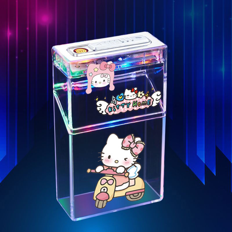 Pacha Dog Cartoon Sanrio Cigarette Box Charging Lighter Integrated Transparent Body Atmosphere Colorful Lights Cute Gift Object - V.I.P Digital Presence