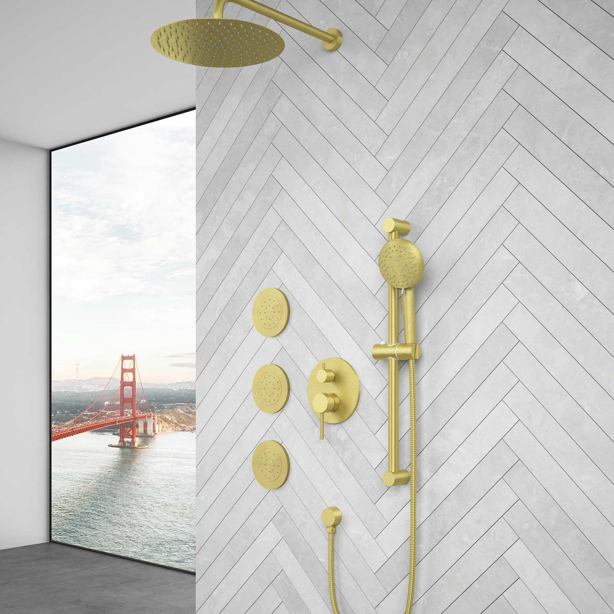 Shower System with Shower Head Hand Shower Slide Bar Bodysprays, Shower Arm Hose Valve Trim and Lever Handles - V.I.P Digital Presence