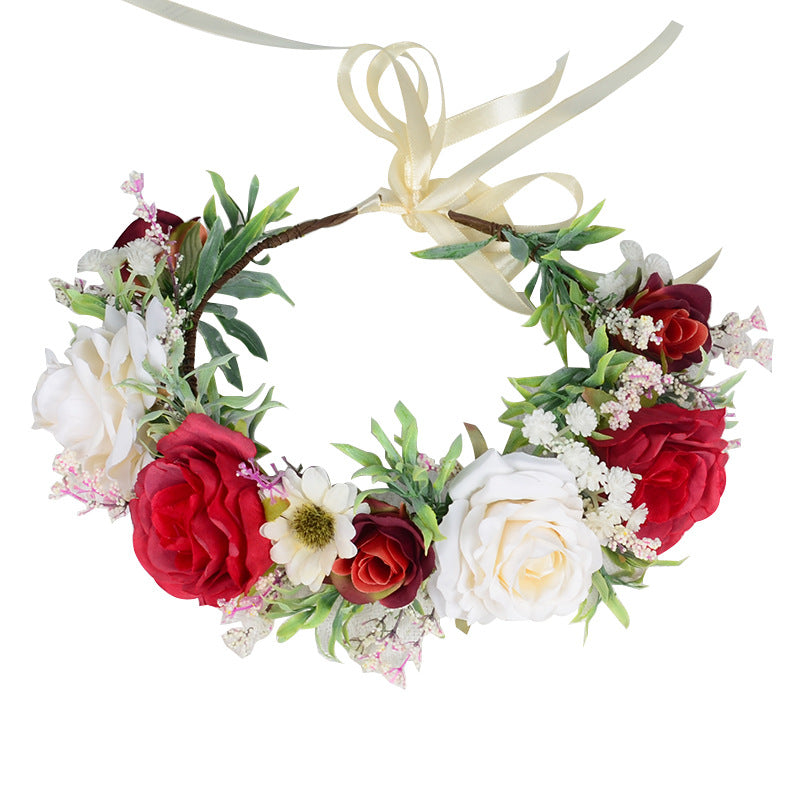 Flower garland headwear Hawaiian flower girl beautiful super fairy bride rose ring accessory - V.I.P Digital Presence
