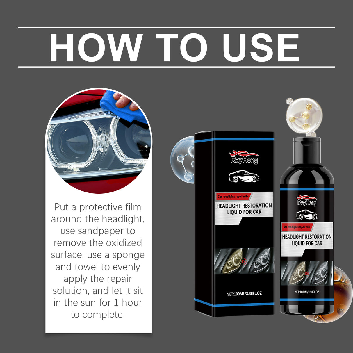 Headlight Restoration Liquid For Car, Lamp Scratches Yellow Cleaning Plating Crystal Polishing Refurbishing Repair Agent - V.I.P Digital Presence