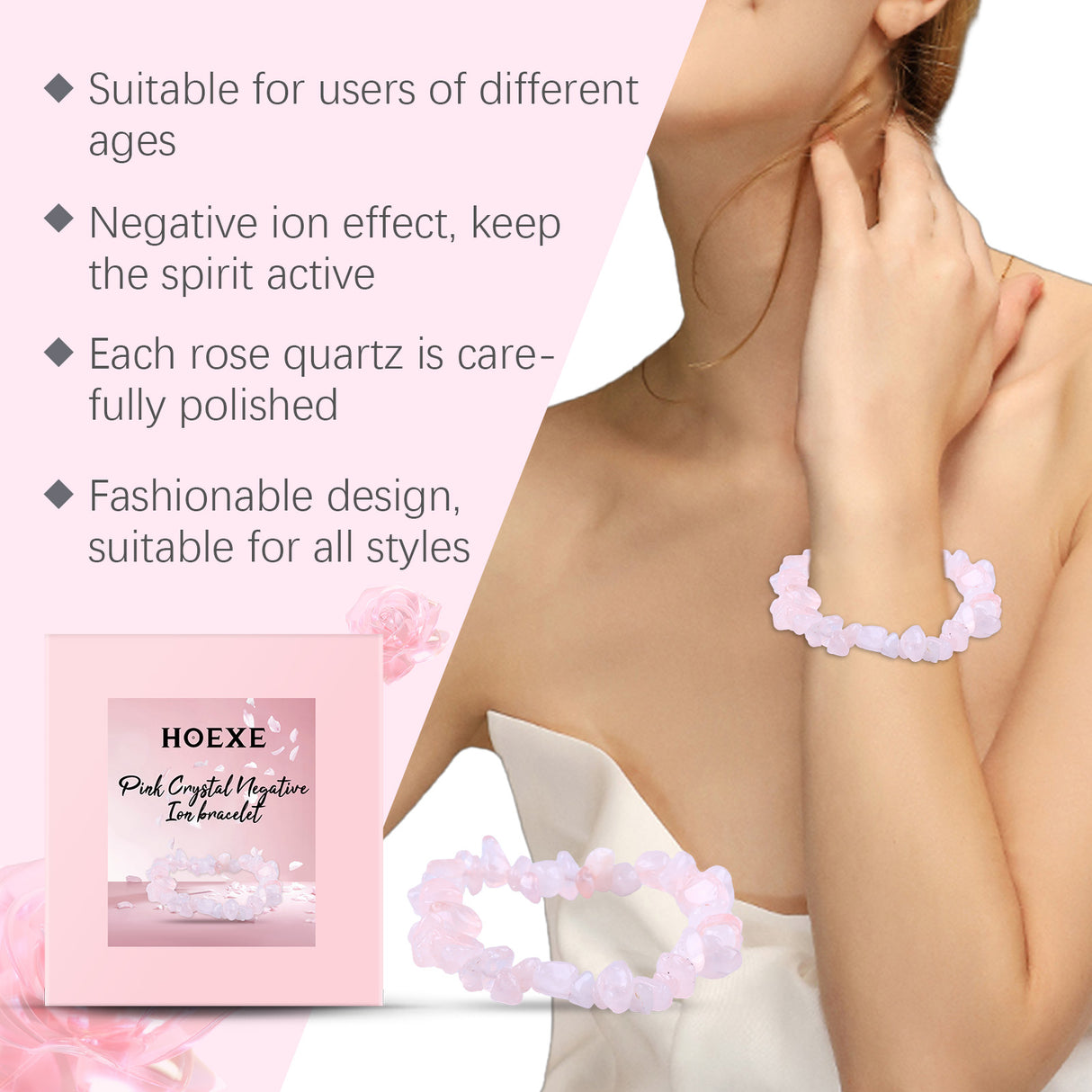 Powder Crystal Bracelet Hand Decoration Clothing Accessories Pink Beads Personality Trend Match - V.I.P Digital Presence