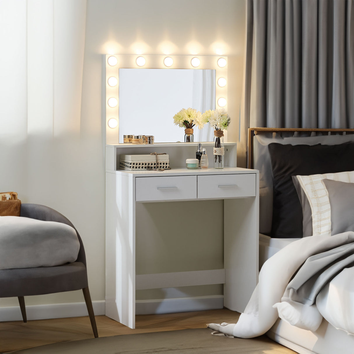 Makeup Vanity Desk with Mirror & Light - V.I.P Digital Presence