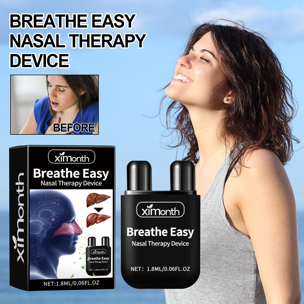 Breathe Easy Nasal Therapy Device, Relieve Nasal Congestion And Nasal Irritation Clean Nasal Passages Body Health Care Inhalants - V.I.P Digital Presence