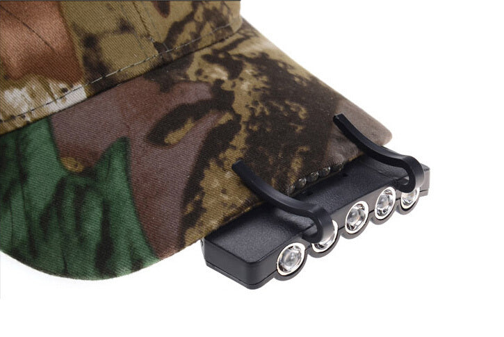5 Ultra Bright Leds Camping Fishing Head Lamp Hat Cap Light with Hardness Clip 100% Brand New