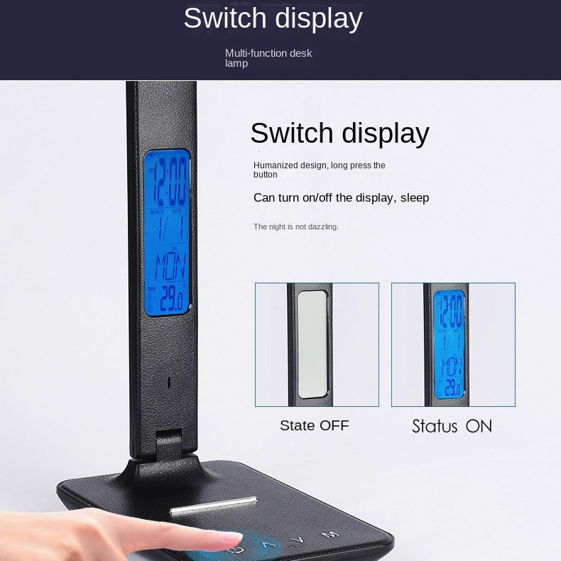 Folding alarm clock, time display, learning, reading, business, office, adjustable light, eye protection desk lamp - V.I.P Digital Presence