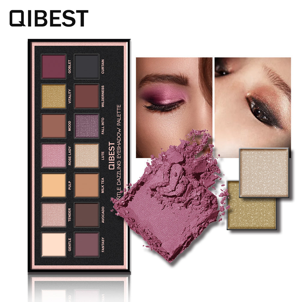 QIBEST 14 Color Eyeshadow Palette Pearlescent Matte Eyeshadow Low-Key Luxury Velvet Glossy Eyeshadow - V.I.P Digital Presence