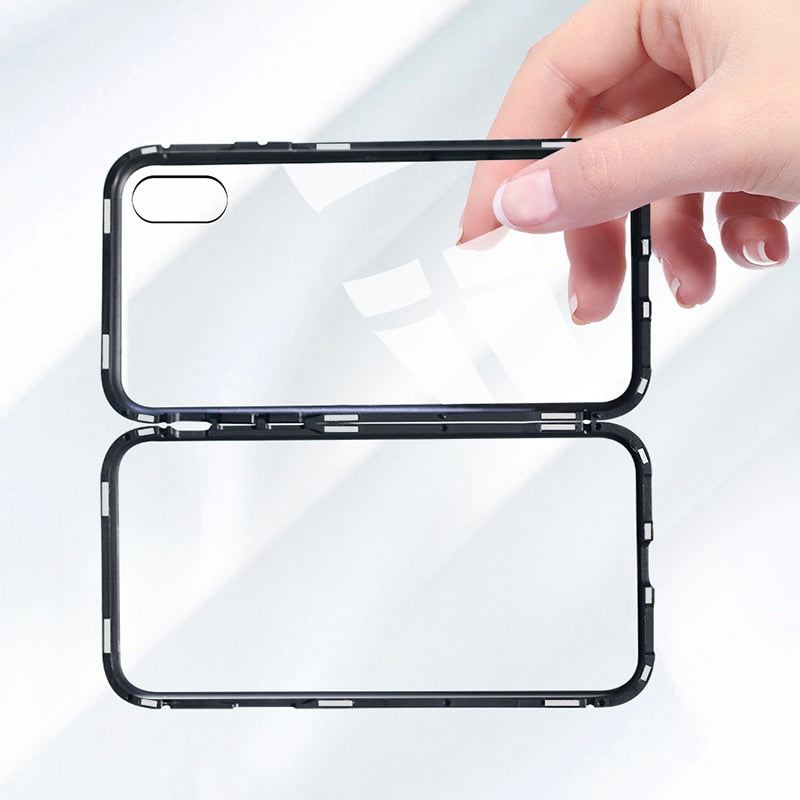 Double sided Magnetic Case for iPhone X Clear Tempered Glass Magnet Adsorption Case - V.I.P Digital Presence