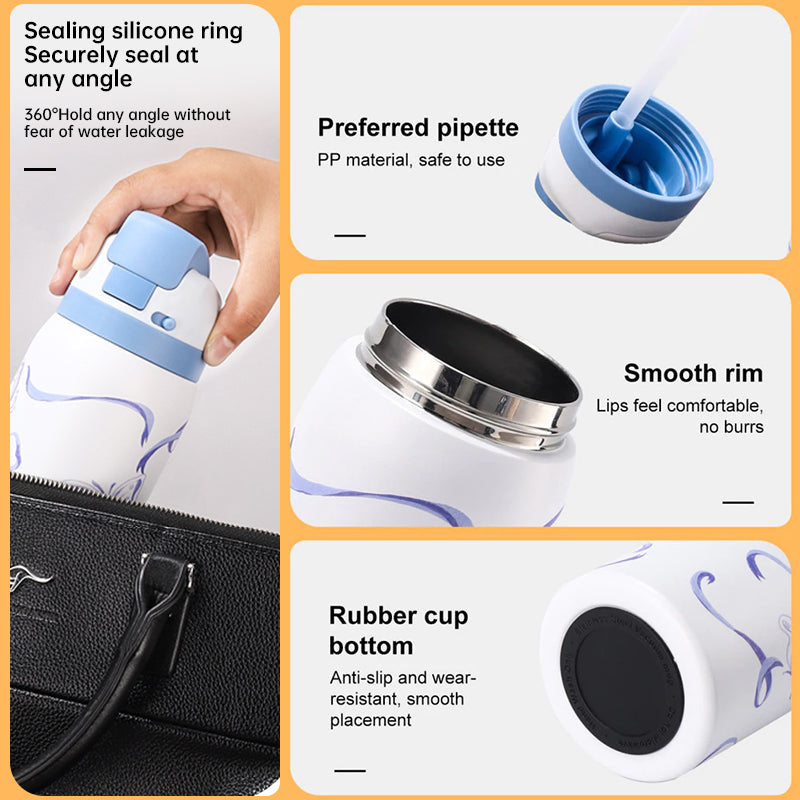 Fashionable Stainless Steel Insulated Bottle with Cartoon Patterns, Large-Capacity Jump Cup, Ideal for Outdoor Sports. - V.I.P Digital Presence